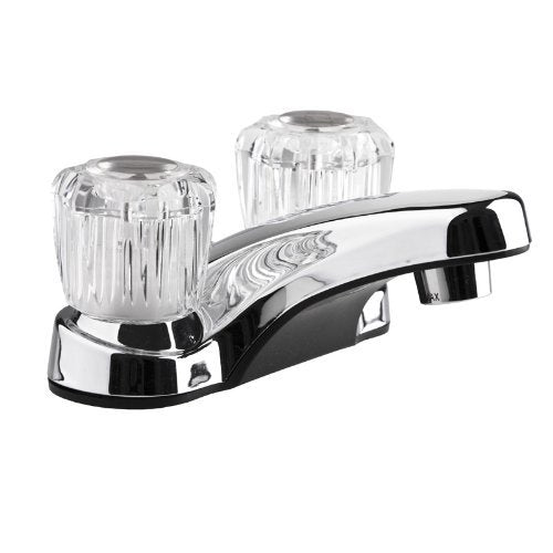 Dura Faucet RV Bathroom Sink Faucet DF-PL700A-CP with Clear Acrylic Knobs - 2-Handle (Chrome)