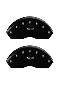 Black Powder Coat Finish MGP Caliper Covers 39018SMGPBK with Silver Characters, Set of 4 "MGP/MGP" Engraved