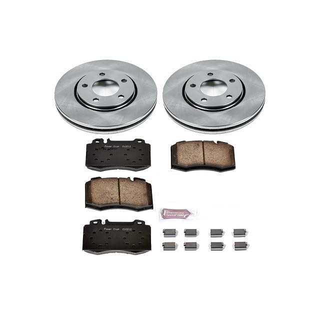 POWERSTOP Autospecialty KOE5244 Front Replacement Brake Kit-OE Brake Rotors & Ceramic Brake Pads For Chrysler Town & Country, Chrysler Voyager, Dodge Caravan, Dodge Grand Caravan [Model Specific]