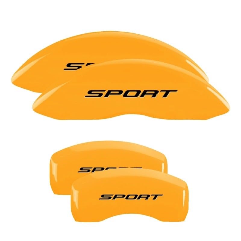 MGP 10252SSP2YL Caliper Covers Sport (2015, No Bolts) Yellow Powder Coat Finish, Black Characters, Set of 4