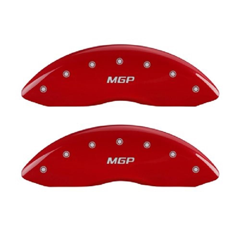 MGP 'MGP' Engraved Caliper Covers 22073SMGPRD with Red Powder Coat Finish and Silver Characters, (Set of 4)