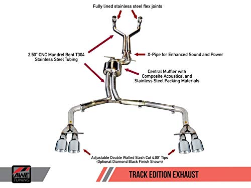 Audi AWE Tuning C7 / C7.5 S7 4.0T Track Edition Exhaust - Diamond Black Tips