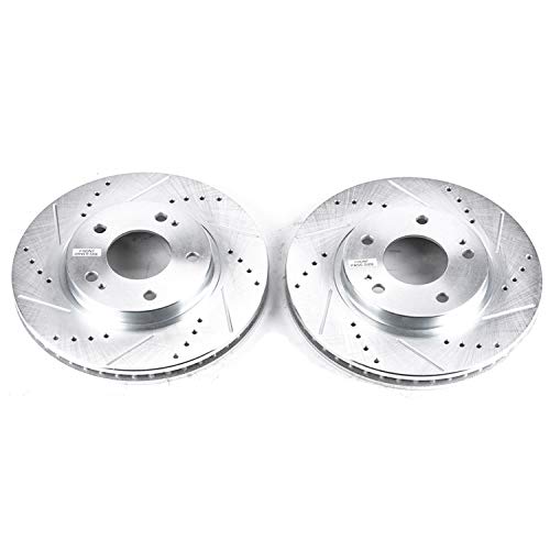 Power Stop Front JBR966XPR Drilled & Slotted Rotor Pair For Chrysler Sebring, Dodge Stratus, Mitsubishi Eclipse, Mitsubishi Galant, Mitsubishi Lancer, Mitsubishi Outlander [Model Specific]