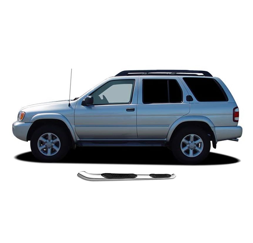 3in Black Horse Side Steps Stainless Steel Compatible with 1999-2004 Nissan Pathfinder-9NE07SS