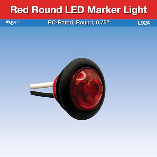 Red RV Designer L924 Round PC-Rated LED Marker Light, DOT‑Compliant