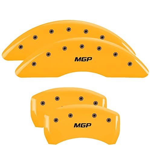 MGP Yellow Powder Coat Finish Caliper Covers 41115SMGPYL, Black Characters, Set of 4