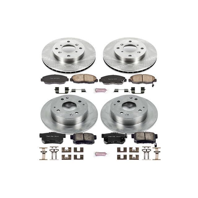Power Stop KOE1240 Front and Rear Stock Replacement Brake Pad and Rotor Kit Autospecialty [Fits 1998-2002 Honda Accord 4 Cylinder Models With Rear Disc Brakes]