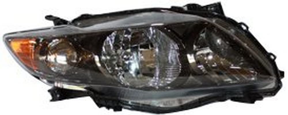 Right TYC Headlight Assembly Compatible with 2009-2010 Toyota Corolla