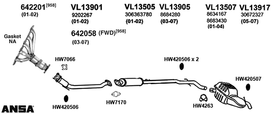 Exhaust Muffler Assembly New for V70 XC70