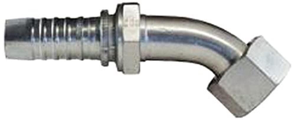 GlobalSpiral Gates 10GS-10FFORX45S Couplings, Female Flat-Face O-Ring Swivel, Zinc Plated Carbon Steel, 4.53", 45° Bent Tube, 1/2" ID