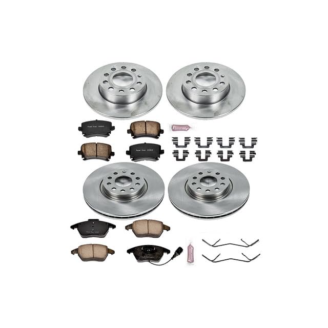 Power Stop Autospecialty KOE5363 Front and Rear Replacement Brake Kit-OE Brake Rotors & Ceramic Brake Pads For Audi A3 2008, Volkswagen Jetta 2006-2010 [Model Specific]