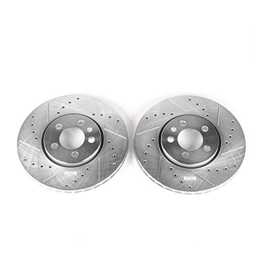 Power Stop Front EBR641XPR Drilled & Slotted Rotor Pair For Volkswagen Beetle 1999-2010, Volkswagen Golf 1999-2006, Volkswagen Jetta 1998-2005 [Model Specific]