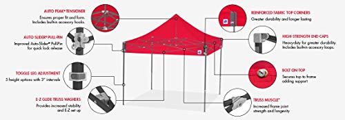 E-Z UP Instant Shelter Eclipse Canopy, 10' x 10', Gray Steel Frame and Professional Grade White Top