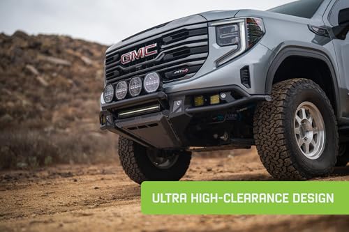 Offroad DV8 Tube Front Bumper for 2022-2025 GMC Sierra 1500 | High-Speed Desert & Rock Crawling Styles | Ultra High-Clearance Design | Prerunner Push Bar w/Light Mounts | Center Light Mount | Steel
