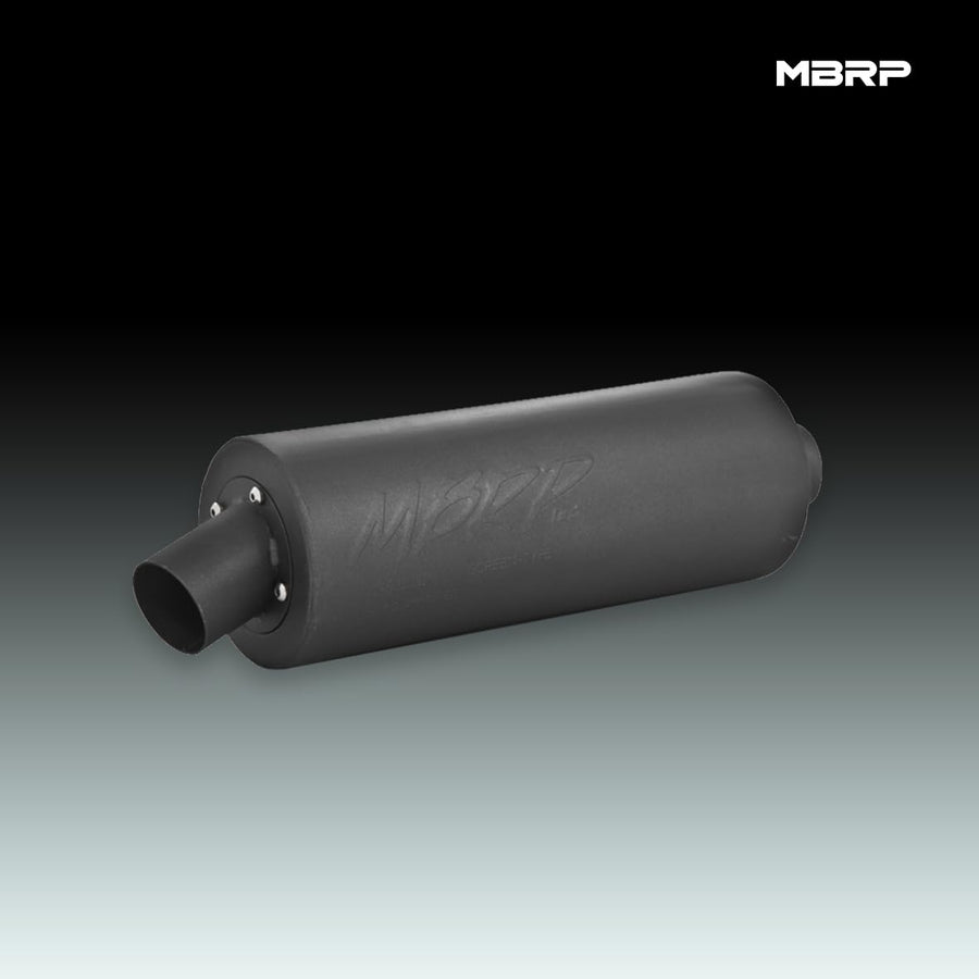 AT-6510SP MBRP ATV Straight Core Slip On Muffler Exhaust, Moderate Sound, Black Coated Aluminized Steel, Fits Polaris Predator 500 2003-2007