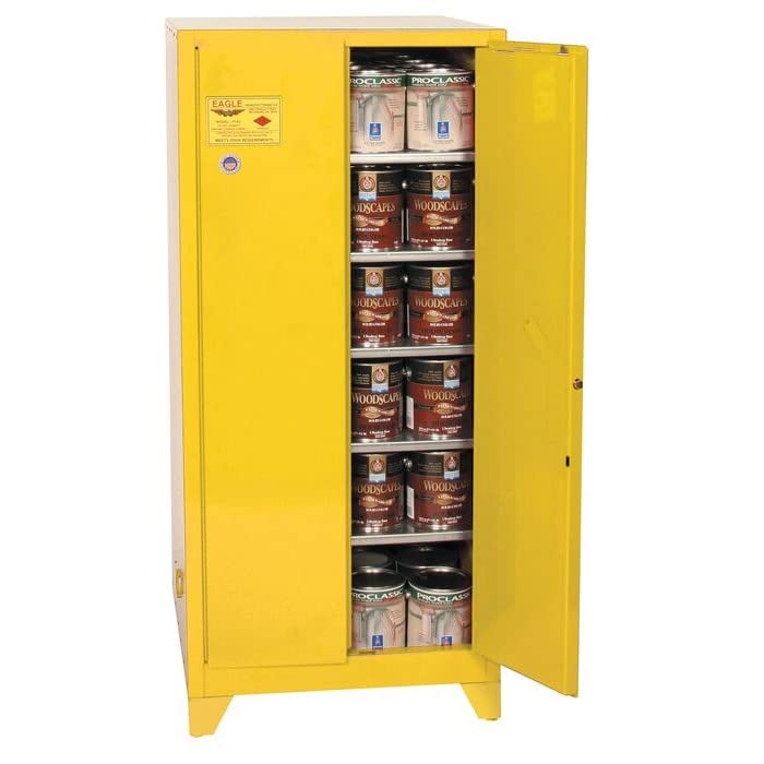 5 Shelves, 2 Doors, 96 Gallon, Manual Close, Paint Safety Cabinet, Tower™, Yellow - YPI62XLEGS