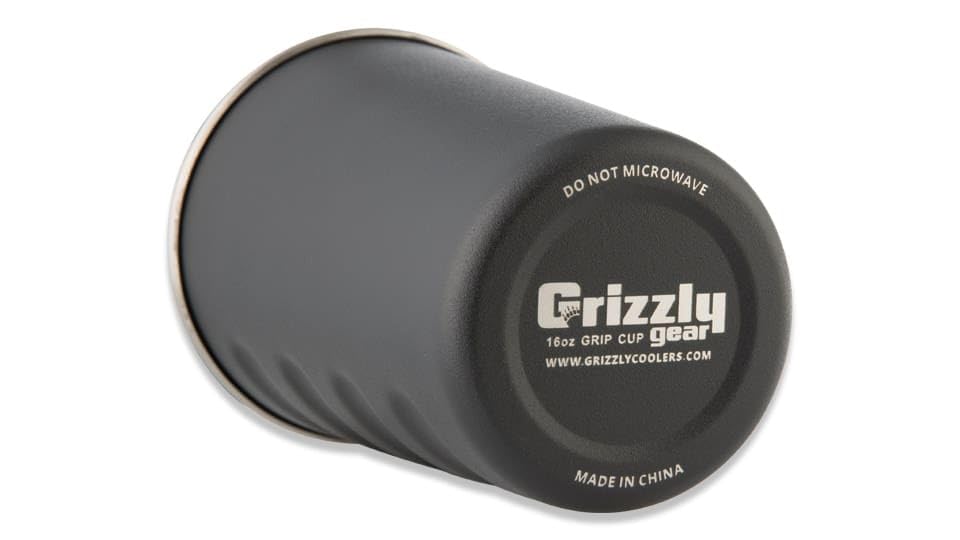 16 oz Grizzly Grip Pint | Stainless Steel | Lid Sold Separately | for Cocktails Coffee Car Travel Beach Camping Hiking Hunting Fishing |Charcoal