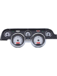 Dakota Digital VHX-67F-MUS-S-R Analog Dash Gauge Compatible with 1967-68 Ford Mustang Silver Alloy Red Backlighting