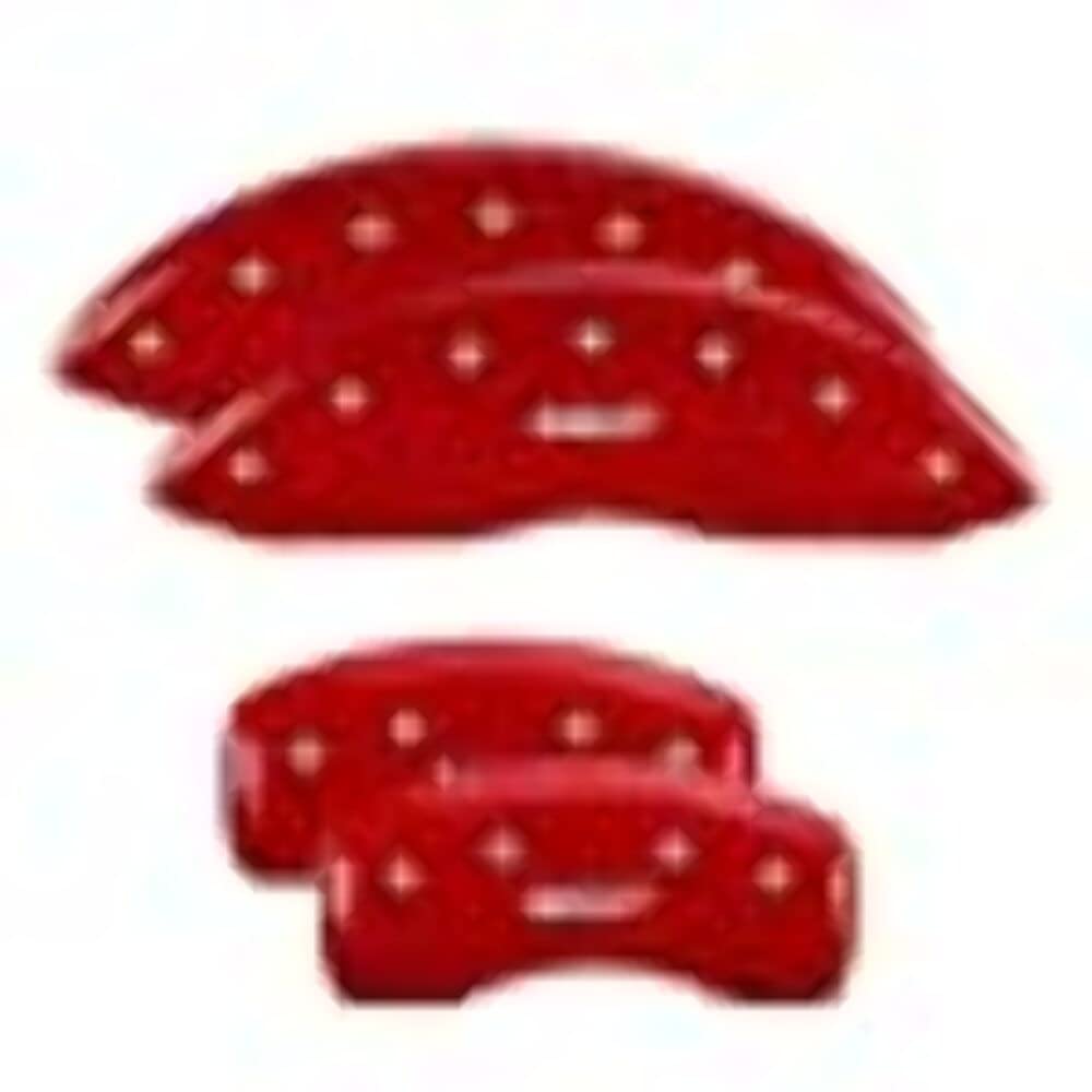 Caliper Covers MGP - Brake Caliper Covers Compatible with 2020-2025 Chevy Silverado 2500 HD, 2020-24 3500 HD - Powder-Coated Finish, 4 PCS Front and Rear (Red - MGP Engraving)