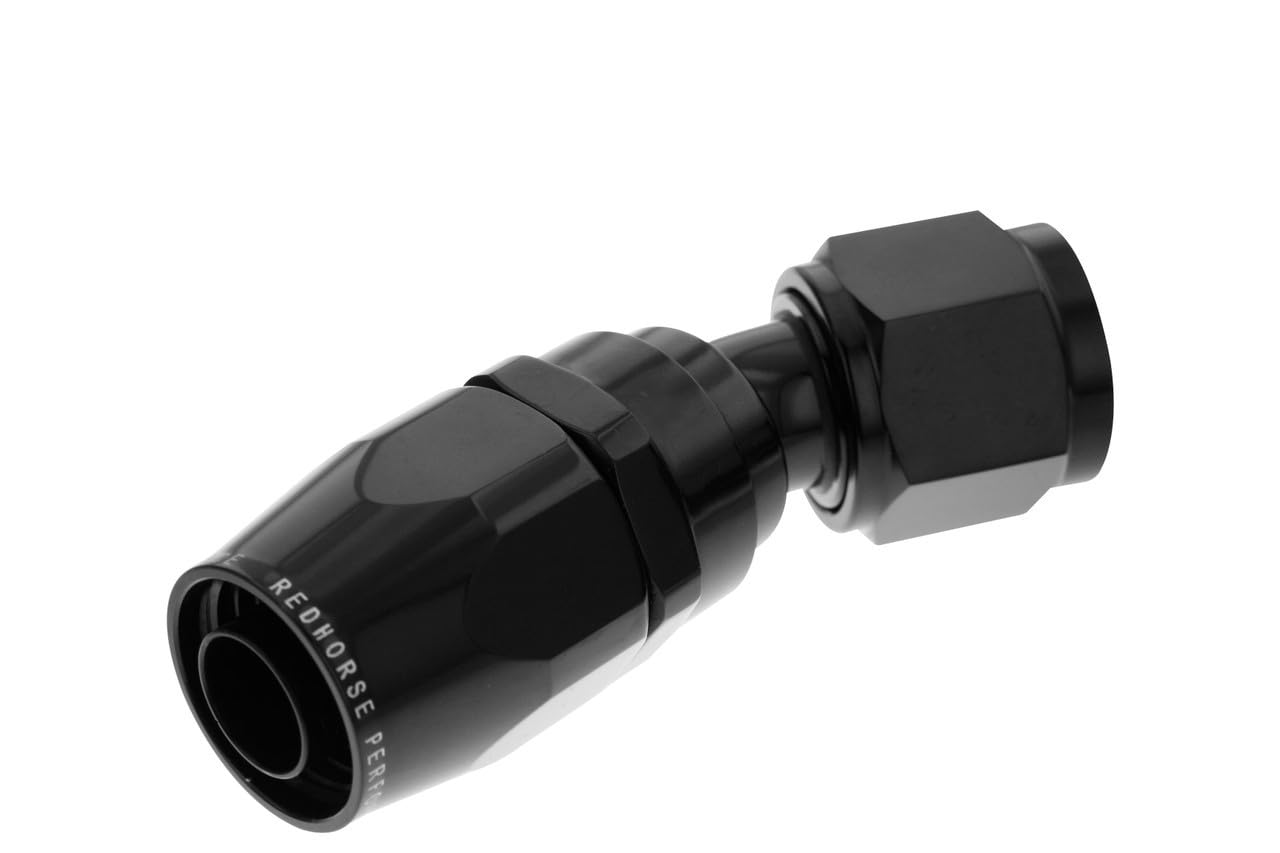 30 Degree Red Horse Performance Double Swivel Hose End-Black 1030-04-2-04