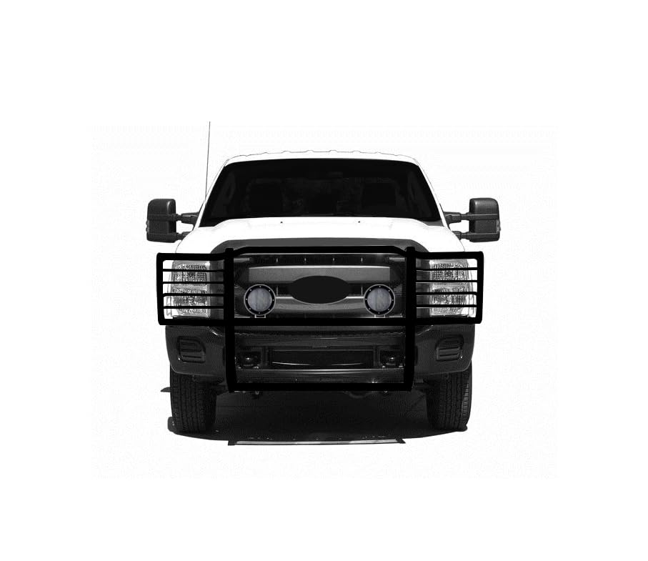Bumper Guard Black Horse Grille Brush Modular Come with Pair of 5.3" LED Lights with Black Trim Rings Compatible with 2011-2016 Ford F-250/Ford F-350/Ford F-450/F-550 Super Duty-17FB26MA-PLFB