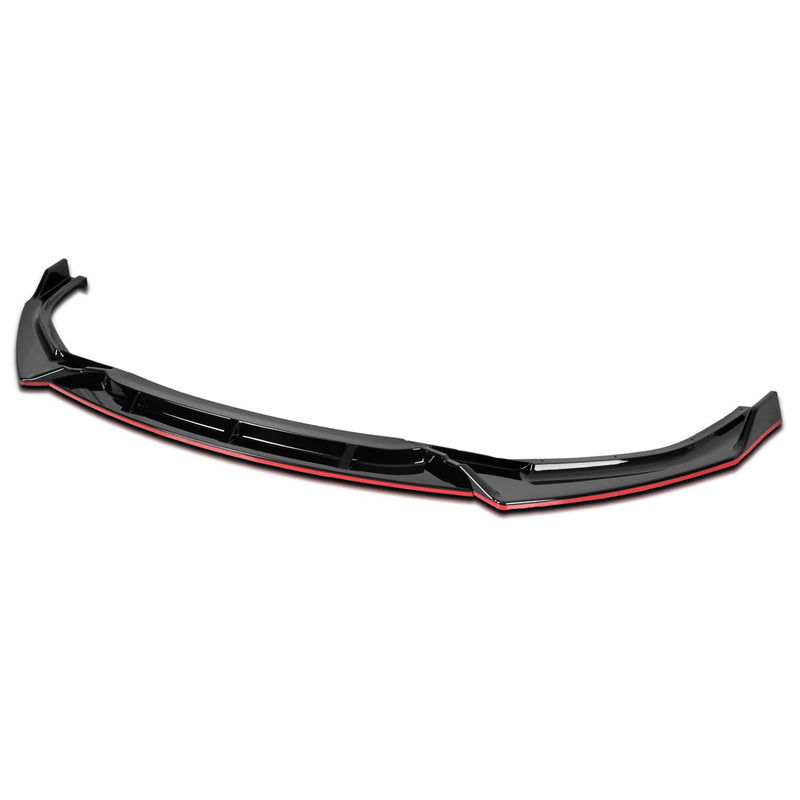 Glossy Black Spec-D Tuning Red Trim Front Bumper Lip Spoiler Splitter Compatible with 2019-2021 Honda Civic 4Dr