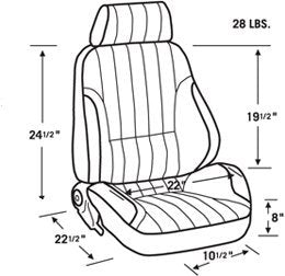 Black Vinyl ProCar by Scat 80-1050-71L Racing Rally Low Back Recliner Left Seat, Black Velour Insert