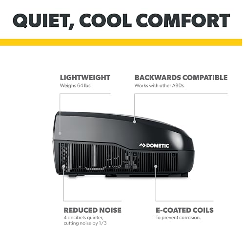 Dometic 3 Series FreshJet, RV Rooftop Standard Air Conditioner, 13.5K BTU, Black, Cool Only, No Pre-Installed Controls, Single or Multi-Zone