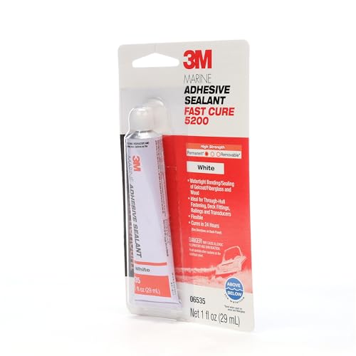 3M Marine Adhesive Sealant 5200 Fast Cure (06535) Permanent Bonding and Sealing for Boats and RVs Above and Below the Waterline Waterproof Repair, White, 1 fl oz Tube