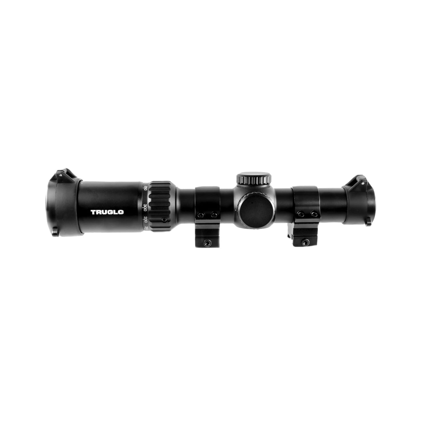 Opti-Speed TRUGLO Velocity Calibrated Adjustable Crossbow Hunting Scope for Increased Accuracy | 1-4 x 24mm; 215-450 FPS; Fully-Coated Lenses; Brightness Control
