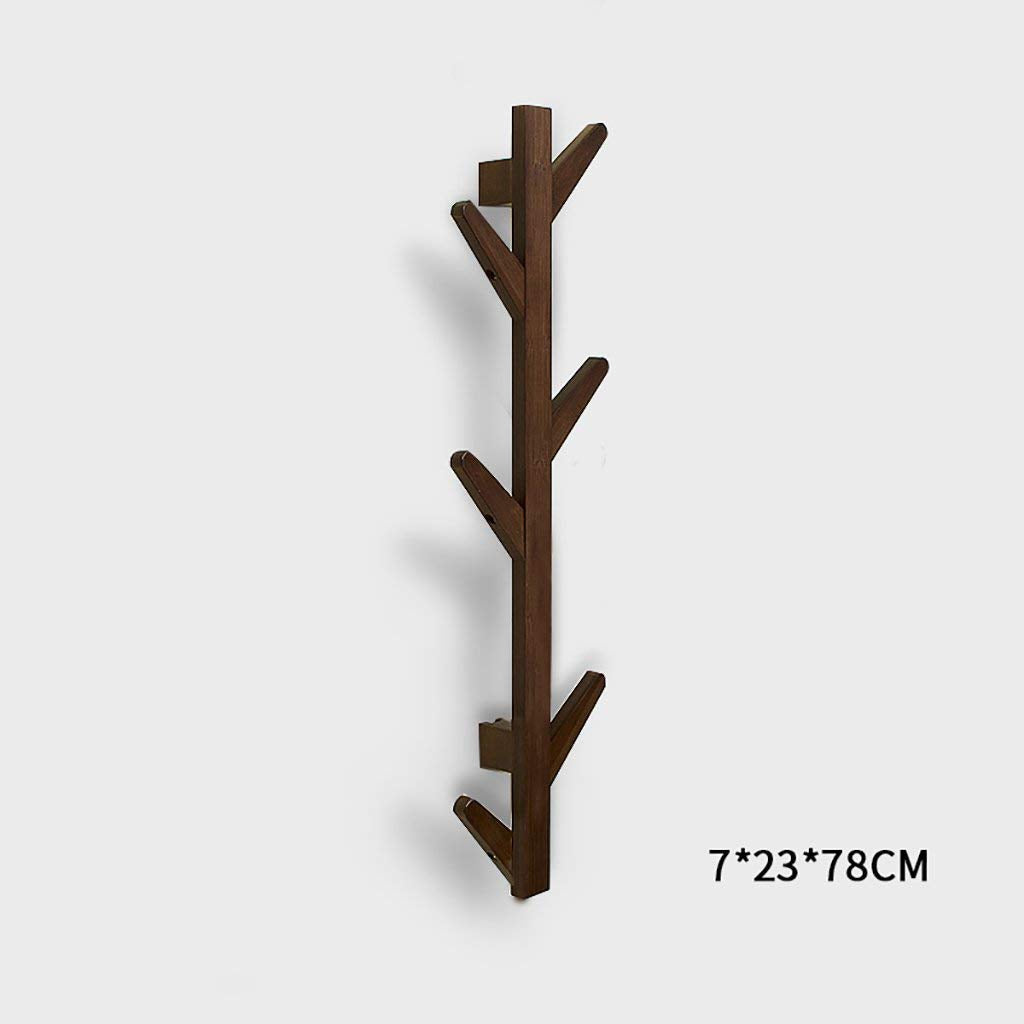 YIMJ Modern Clothes Rack DIY Wood Stand Hat Scarves Corner Hall Umbrella Tree For Bedroom Living Room Office Storage Shelf, Coffee, 8Hook