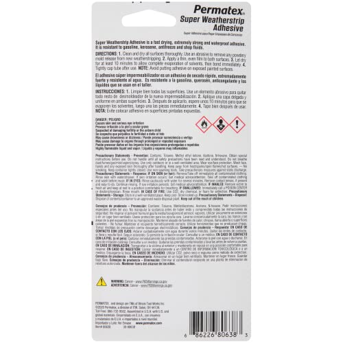 80638 Permatex Super Weatherstrip Adhesive, 2 oz., Yellow