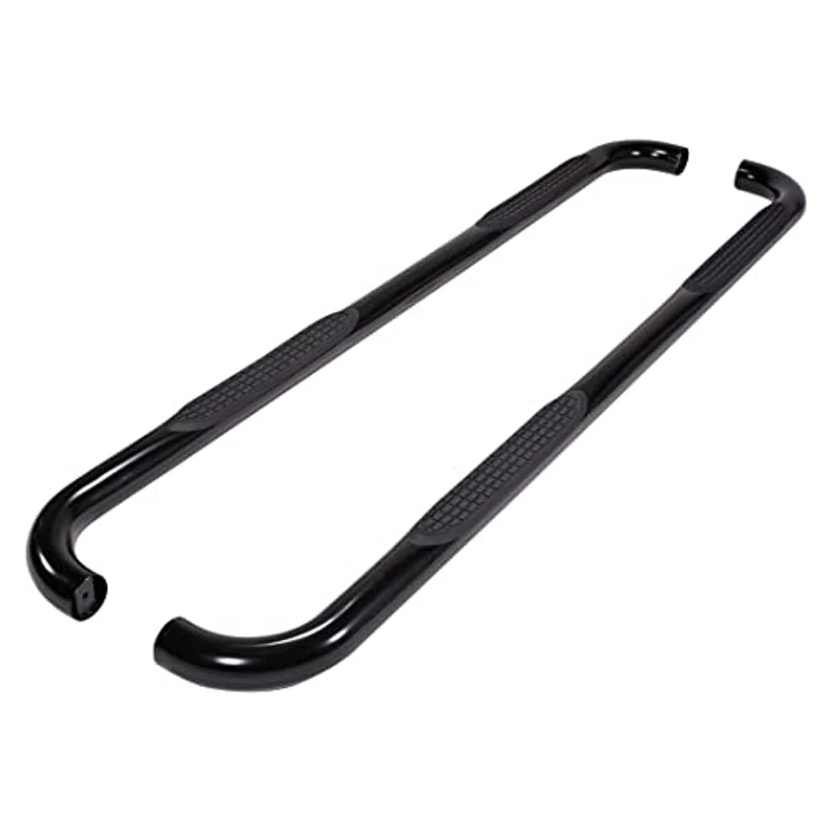 3 Inch Round TrailFX A0054B Nerf Bars Fits 2019-2025 Ram 1500 Quad Cab Black Powder Coated Steel Side Steps with Step Pads Curved Rocker Panel Mount Set of 2