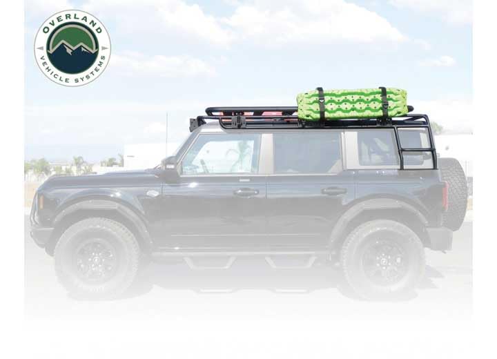 4WD King - Ford Bronco Overland Rack System with Integrated Step and Light Bar Mount