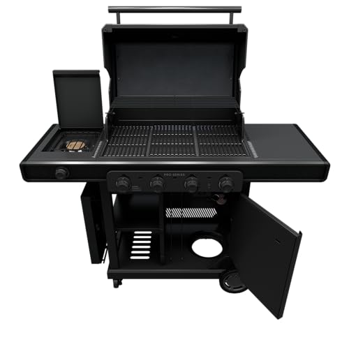 Pro Series Charbroil with Amplifire Infrared Technology 4-Burner Propane Gas Grill Cabinet with Side Burner, Black - 463281024