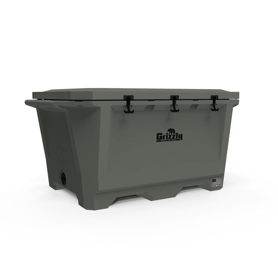 450 Cooler Grizzly | 450 qt Ice Chest Durable Rotomolded Insulated | Made in USA | Warranty for Life | for Cold Plunge Ice Bath Camping Fishing Hunting | G450 | Lunar Green