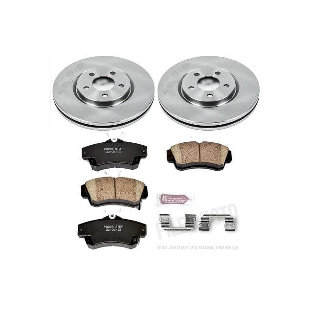 Power Stop Autospecialty KOE1706 Front Replacement Brake Kit-OE Brake Rotors & Ceramic Brake Pads For Chrysler PT Cruiser 2003-2009, Dodge Neon 2003-2005 [Model Specific]