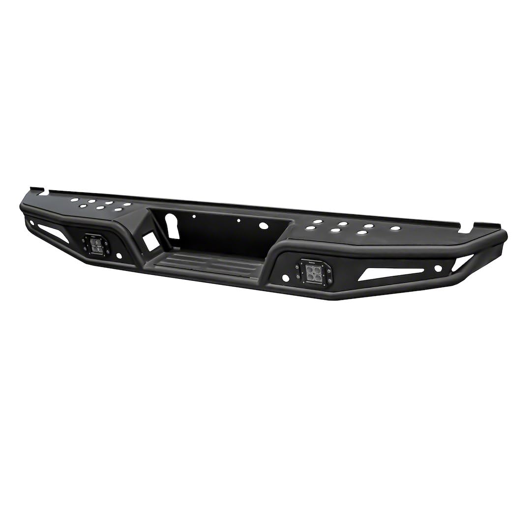 TrailFX Rear Bumper Matte Black Powder Coated Steel Fits 2016-2023 Toyota Tacoma, One-Piece Design, OE Sensor Compatible, Hitch Compatible Bolt-On Bumper TrailFX RPRB001TI