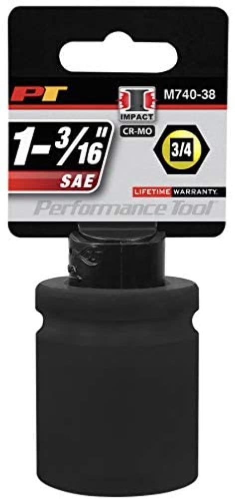 M740-38 Performance Tool 3/4-Inch Drive 1-3/16 Impact Socket for Heavy-Duty Automotive Applications and Professional Mechanics