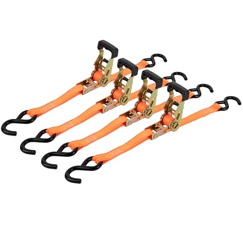 1" x 15' Rubber Handle Ratcheting Tie-Down Strap, Erickson 31416 (Pack of 4) Pro Series