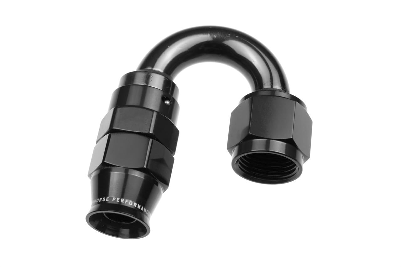 180 Degree Red Horse Performance PTFE Reusable Hose End -Black 1280-06-2-06
