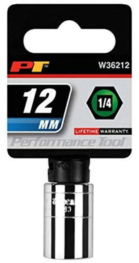 1/4 Drive Performance Tool Chrome 6-Point Socket, 12mm