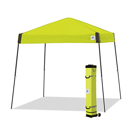 E-Z UP Instant Shelter Vista Canopy, 12' x 12', Gray Powder-Coated Steel Frame with Wide-Trax Roller Bag & 4 Piece Spike Set Limeade