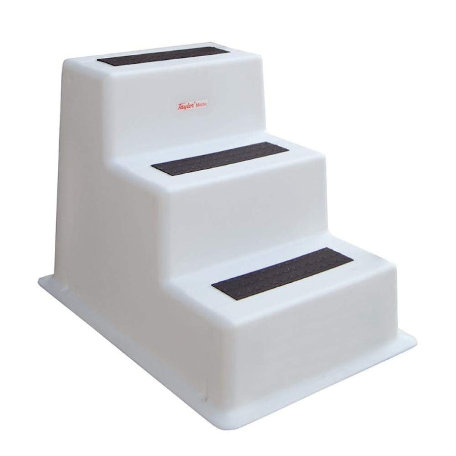 Taylor Made Dock Step Triple Tread Stepsafe, White, 300 lb. capacity – Step safety and securely onto your boat – Patented non-slip pad – 1-1/2" wide flange for stability on any surface – 2020108523