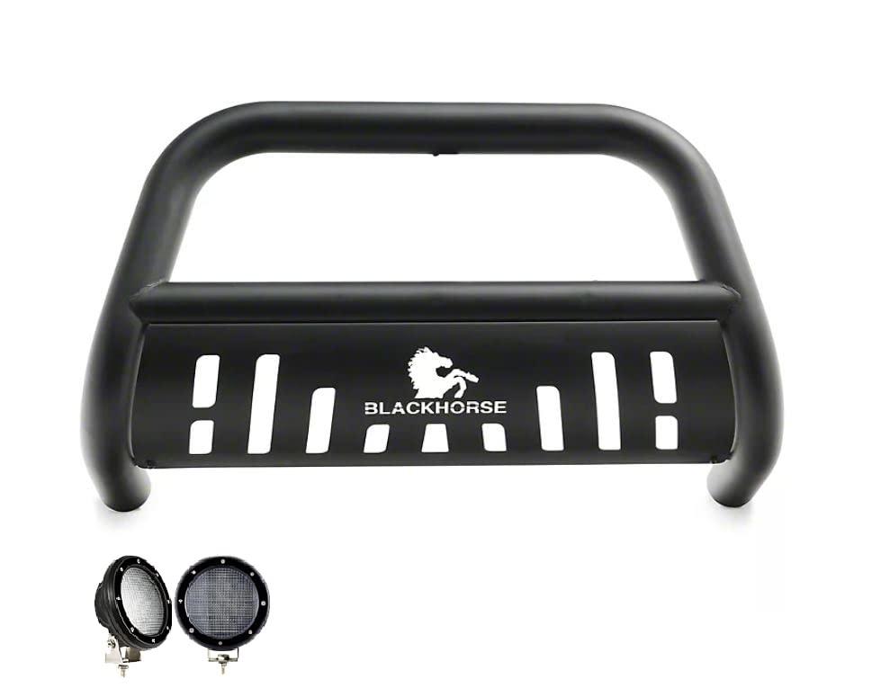 Bull Bar Kit Black Horse Skid Plate Black Compatible with 2022-2024 Hyundai Tucson-CBB-B7102SP-PLFB