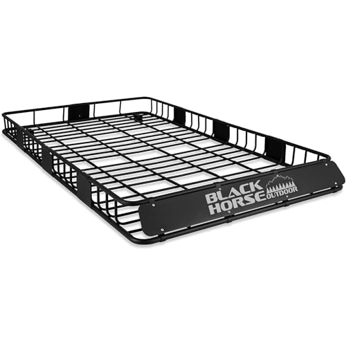 Traveler Roof Rack Cargo Carrier Basket Black Horse 84"x50"x6" Heavy Duty Weather Resistant Luggage & Camping Gear Storage for Car, Truck or SUV Transport, 200 lbs Capacity - BHOD8450