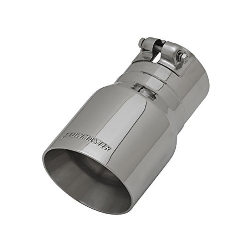 Flowmaster Exhaust Tip 15377 4 Inch Angle Cut Polished 304 Stainless Steel Fits 3 Inch Tubing Clamp On