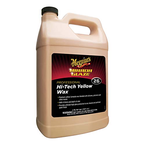 Meguiar's Hi-Tech Professional Yellow Wax M2601 - Pro Carnauba Yellow Wax with a Deep Gloss & Shine and a Long-Lasting Protection, Easy to Use Liquid Wax with Professional Results, 1 Gal, 128 Oz