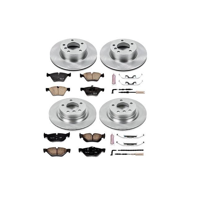 Power Stop Autospecialty KOE2890 Front and Rear Replacement Brake Kit-OE Brake Rotors & Ceramic Brake Pads and 1 Front & 1 Rear Sensor Wires For BMW 325i 2006 [Model Specific]