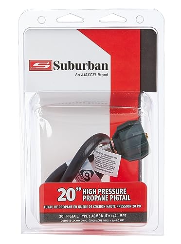 LP-PT20M Suburban 20-Inch Pigtail Type 1 Acme Nut with 1/4-Inch MPT for Easy and Safe Connection of Propane Gas in Your RV or Motorhome